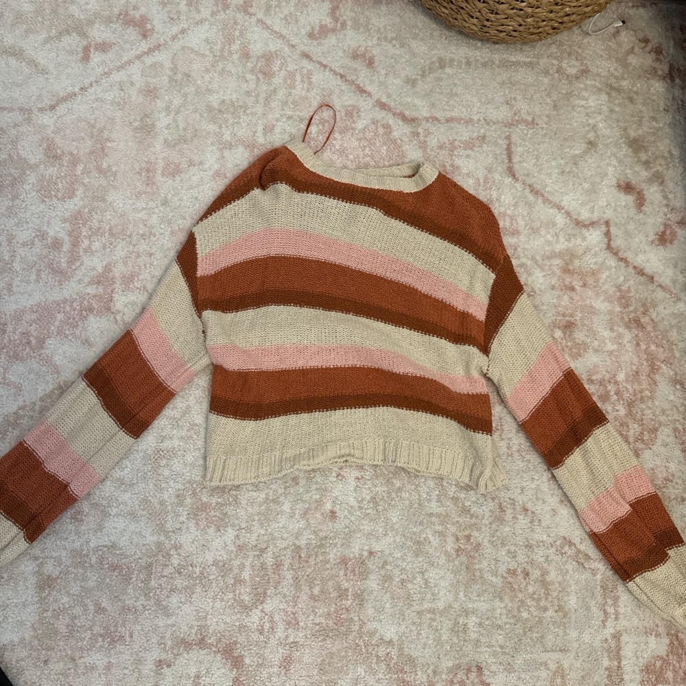 Billabong Pink and Brown Crew Neck Sweater